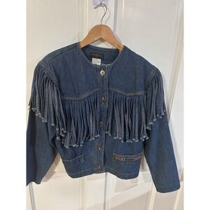 1990's Fringe Jacket Palmer And Palmer‎ Women's Small Jean Jacket